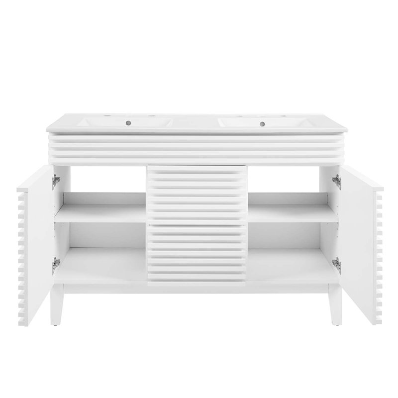Render White 48" Double Sink Freestanding Bathroom Vanity