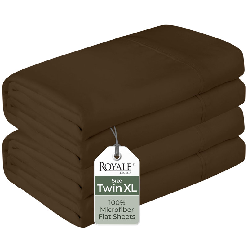 Royale Linens 2 Pack Bulk Flat Sheet Set - Top Sheets - Soft Microfiber - Stain Resistant - for Hotel, Massage Table, Hospital, Dorm - Flat Sheet Sold Separately 