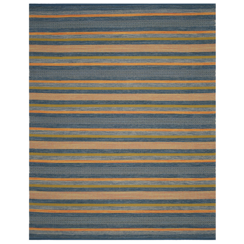 Gaillard Hand Woven Cotton Striped Rug, Rectangle 8' x 10'