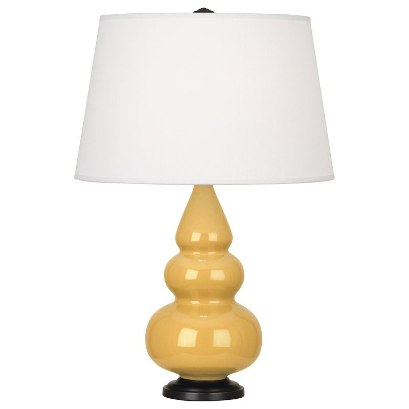 Small Triple Gourd Ceramic Table Lamp, Sunset Yellow/Lucite Base, Lucite Base