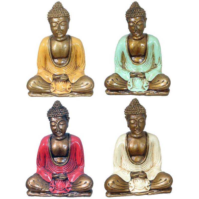 Figurine méditation bouddha ganti Erables, Bleu sarcelle