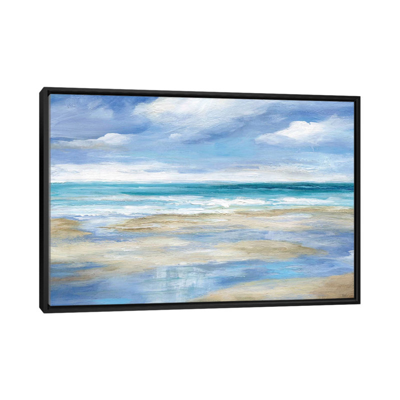 «Washy Coast I» par Nan - reproduction d'art sur toile tendue, H 32 po x l 48 po x P 1,5 po, Toile avec cadre noir