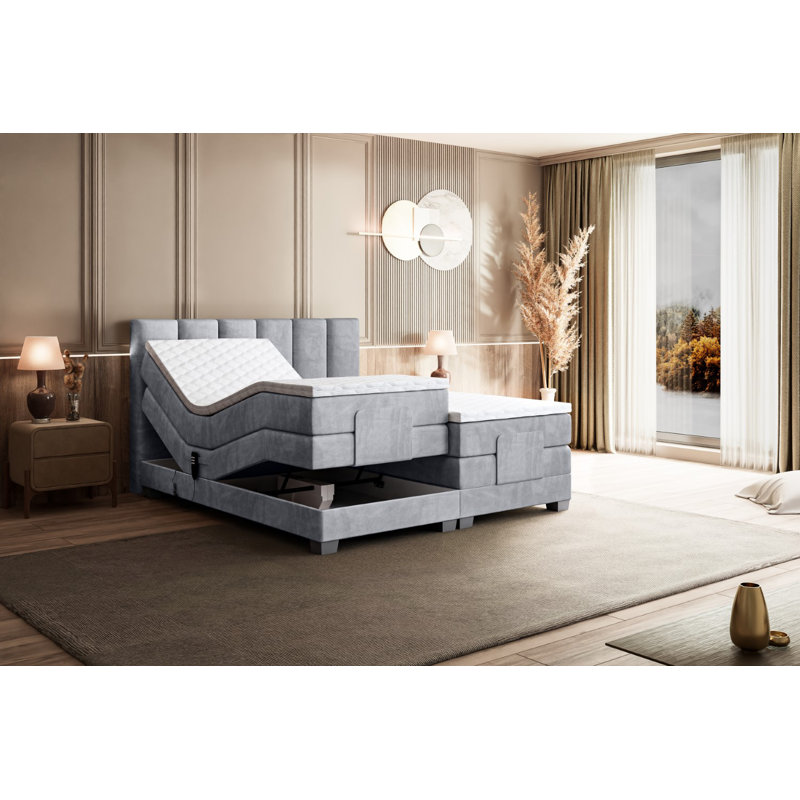 Hatchell Pocket Spring Mattress Divan Bed Base, 140 x 200cm, Light gray