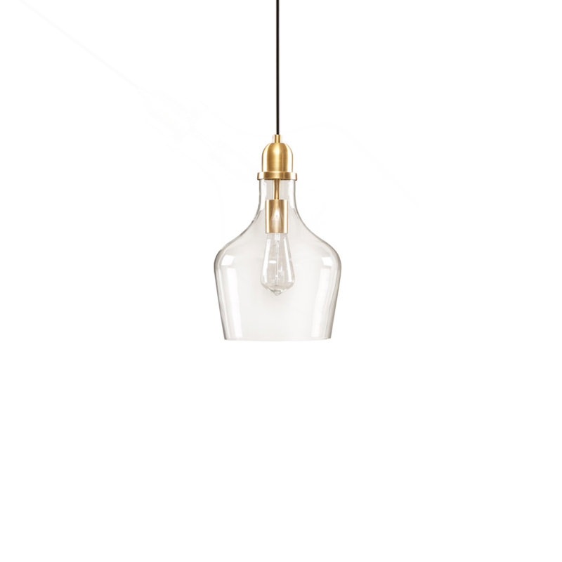 Luminaire suspendu en forme de cloche en verre doré / transparent de 9 po de diamètre, Doré