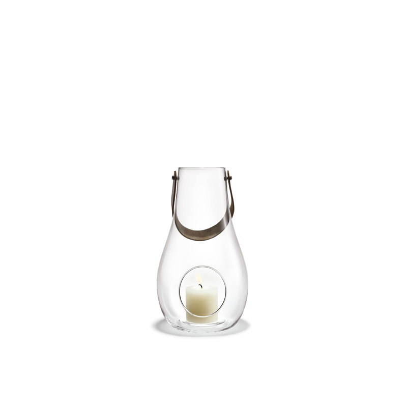 Glass Tabletop Lantern, Clear, 11.4" H x 6.7" W x 6.7" D
