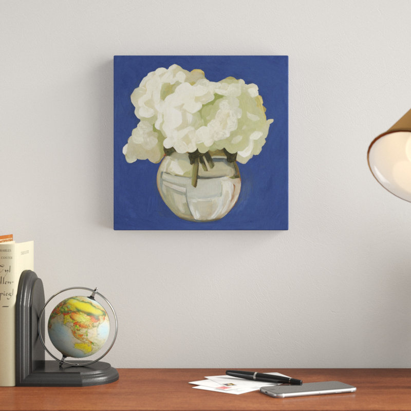 White Hydrangeas I by Emma Scarvey - Wrapped Canvas Painting, 30cm H x 30cm W