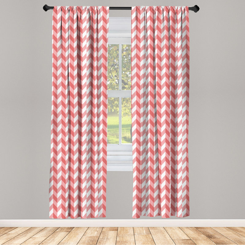 Zigzags Triangular Striped Semi-Sheer Rod Pocket Sliding Panel, 28" x 63"