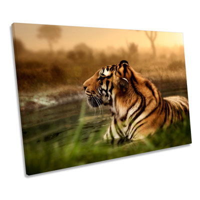Wild Tiger Sunset - Wrapped Canvas Print