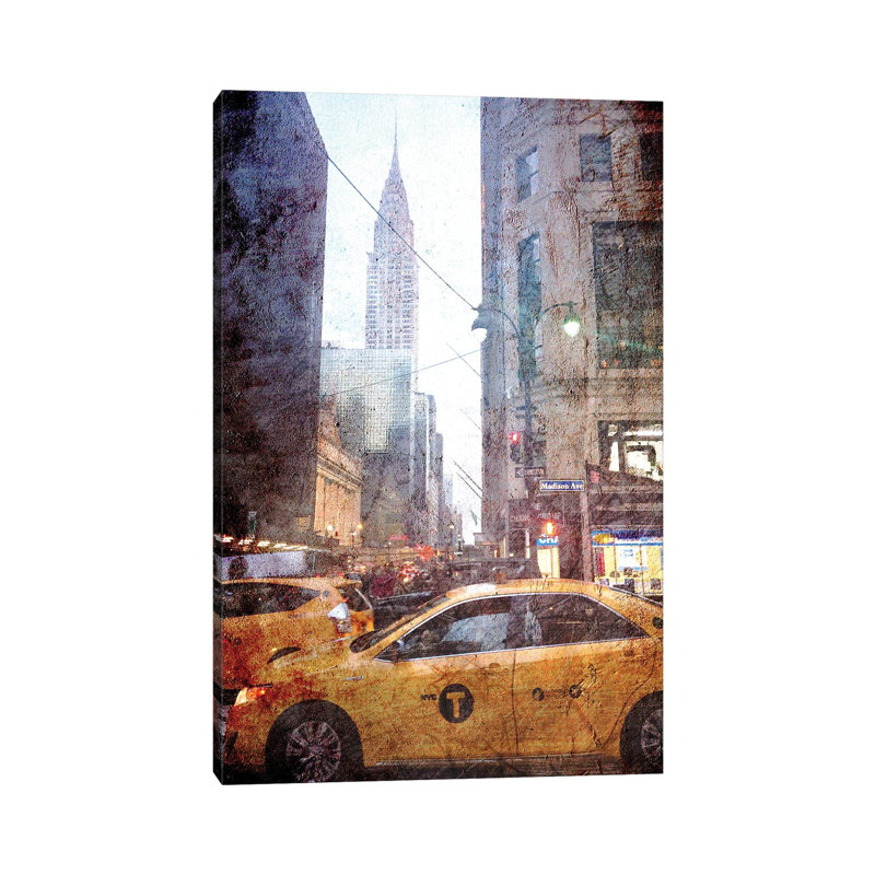 Rainy Madison Avenue 1 Piece Wrapped Canvas Wall Art, 20.32 cm H x 30.48 cm W
