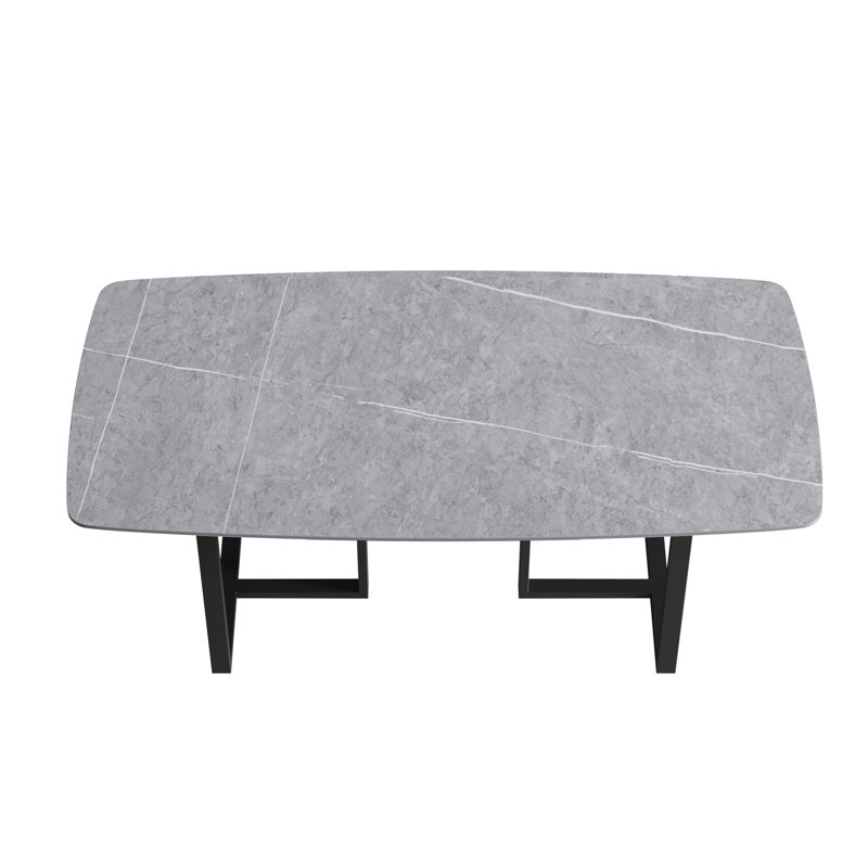 Table de salle à manger Evannie, Noir, Gris, H 29,53 po x L 70,87 po x l 35,43 po