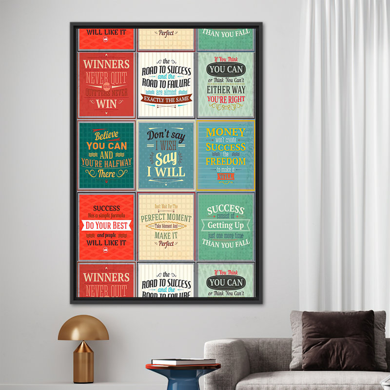 Motivation, impression sur toile, citations de succès pour décoration de cuisine et cadeau, H 30 po x l 22 po, Noir