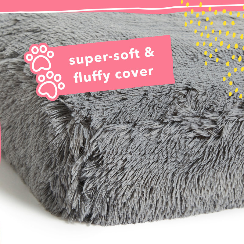 Snug Furry Friends Super Fluffy Grey Pet Bed, 11cm H x 90cm W x 60cm D