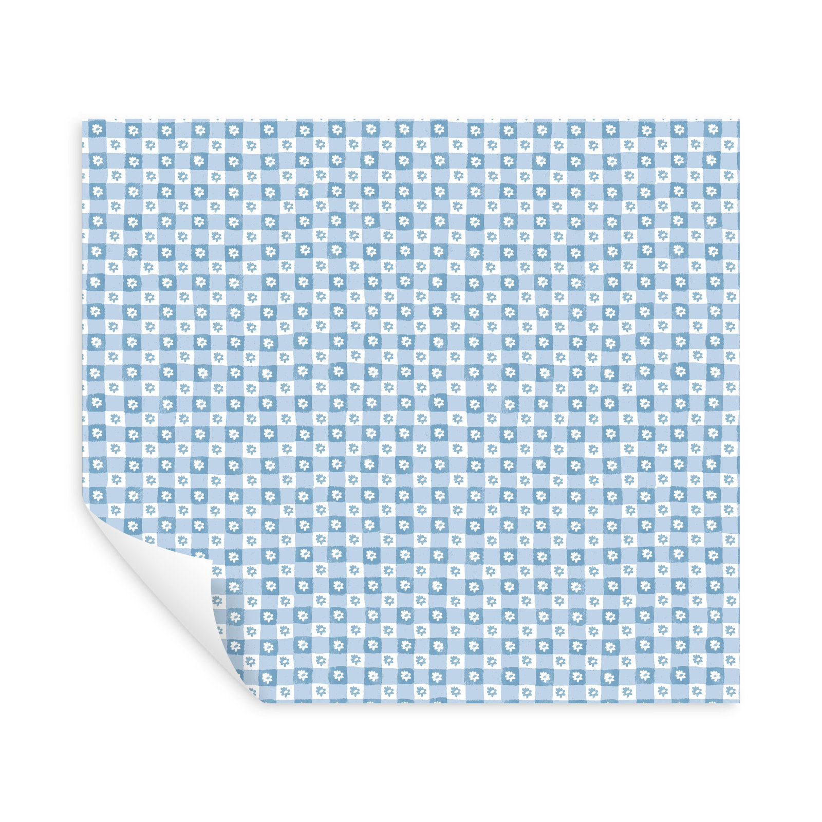 Daisy Gingham Self-Adhesive Roll, Blue