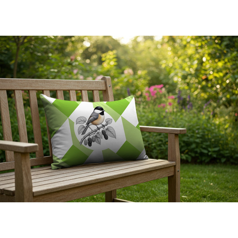 Oreiller réversible intérieur / extérieur Chikadee, 20 po x 14 po, Vert printanier