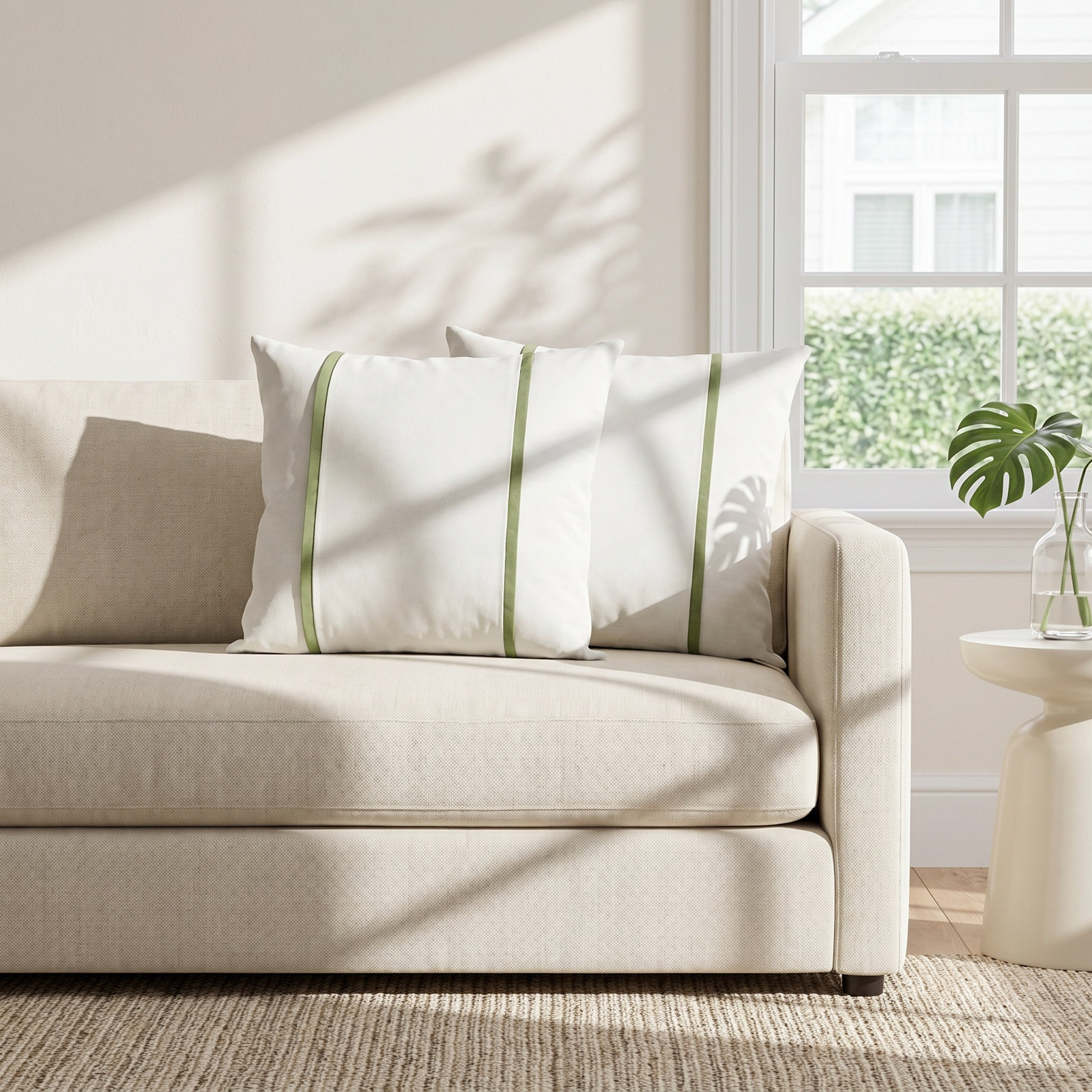 Gatley Sunbrella® Throw Pillow, 18"x18", Ivory