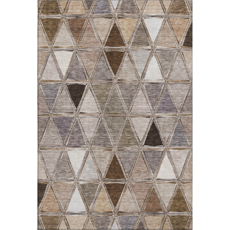 Premium Machine Washable Prisco Brown Rug, Rectangle 9' x 12'