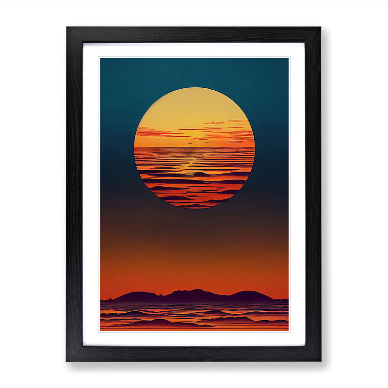 Mountain Sunset Abstract No.2 - Framed Print, Black, 64cm H x 46cm W x 2cm D