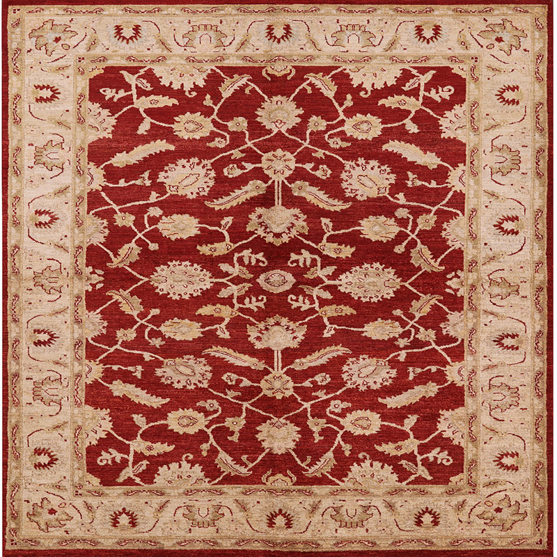 Tapis oriental rouge / beige Heathcliff, Carré 4 pi