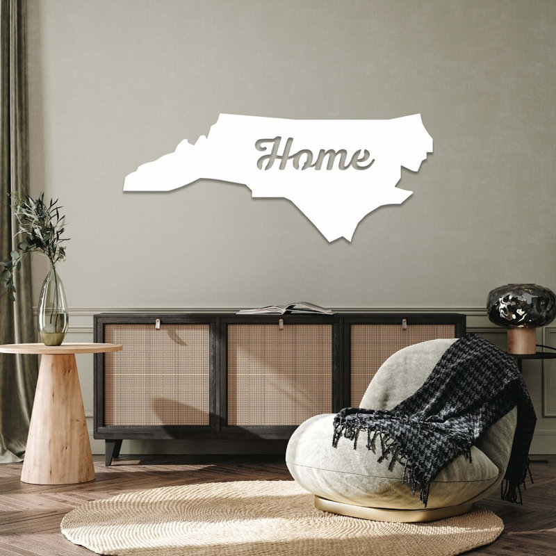 Art mural North Carolina Home, H 16 po x l 16 po x P 0,12 po, Blanc