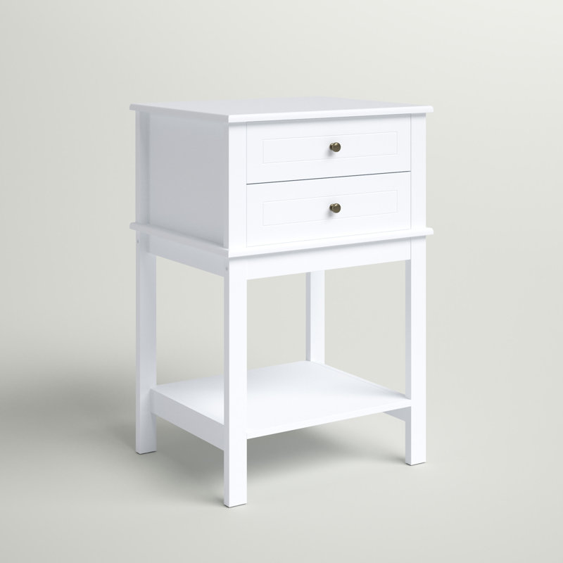 Table de bout à 4 tiroirs Aubriella, Blanc, 1