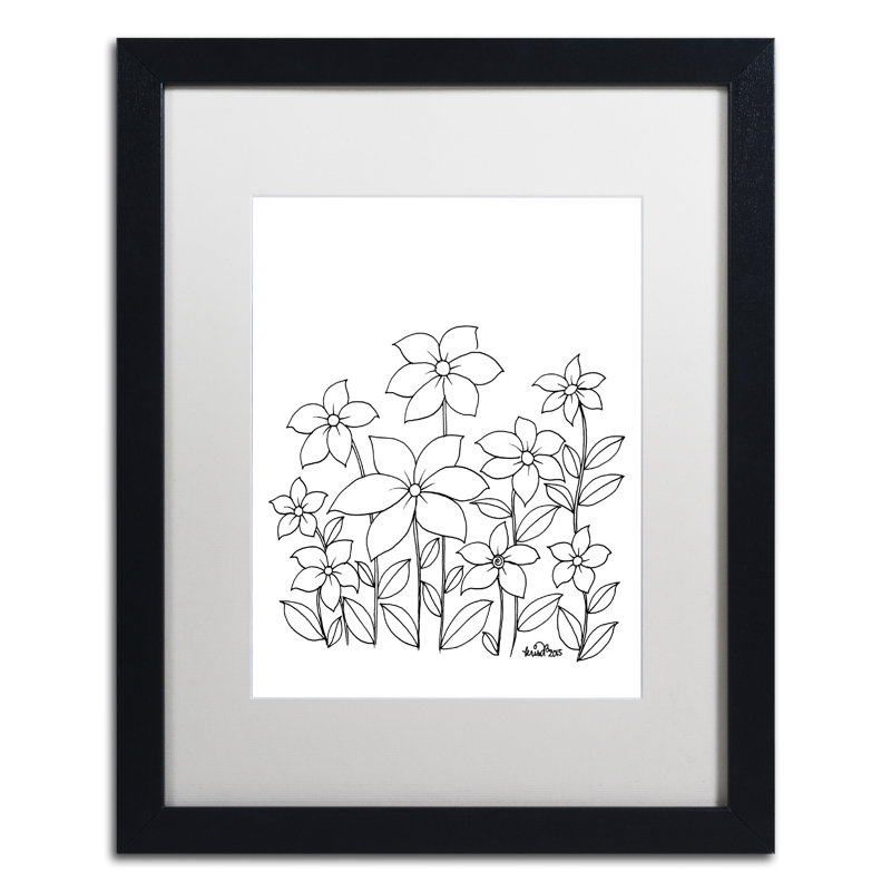 « simple fleur doodle », impression sur toile encadrée, Blanc, H 20 po x l 16 po x P 0,5 po