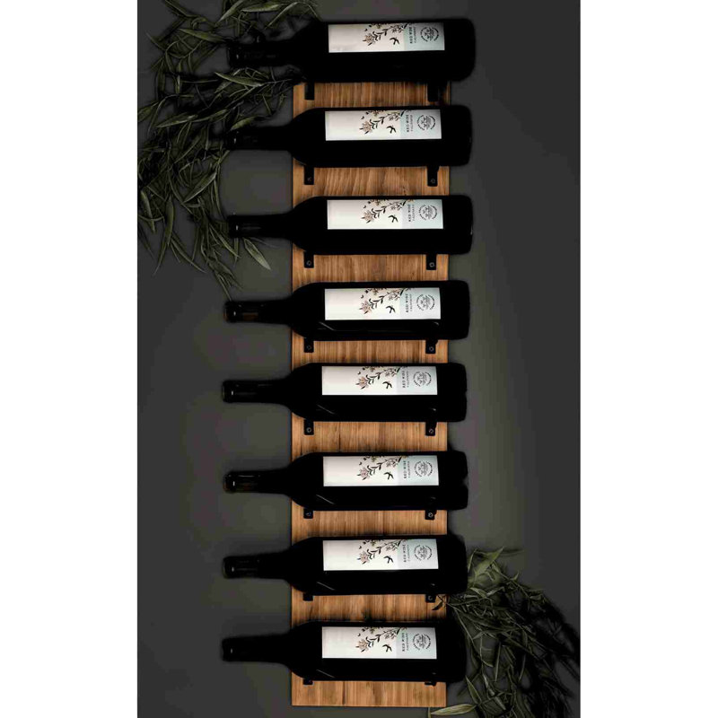 Support à vin mural, support à vin mural en bois avec rangement pour 8 bouteilles et supports, support à vin avec finition rustique