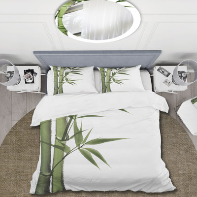 Green/White Microfiber Duvet Cover Set