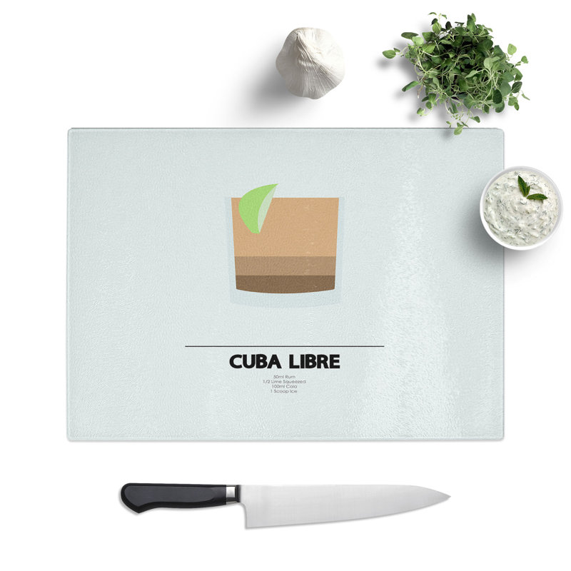 Cuba Libre Cocktail Chopping Board, 0.4cm H x 28.5cm W x 39cm L