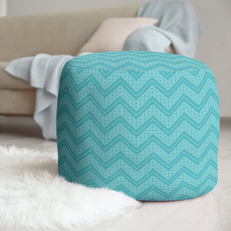 Upholstered Pouf, Medium Teal