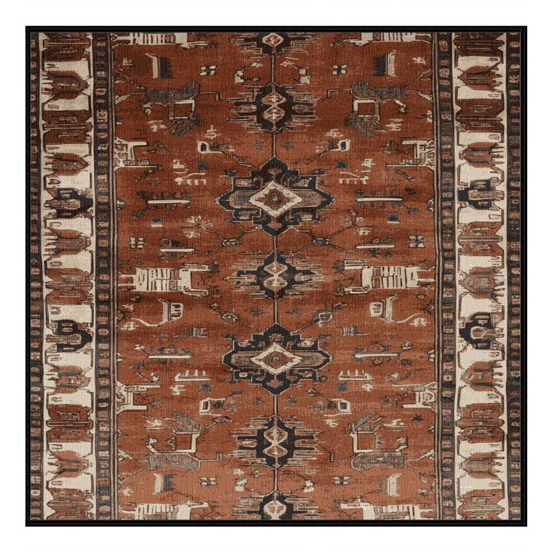 Tapis brun lavable à la machine, Carré 5 pi