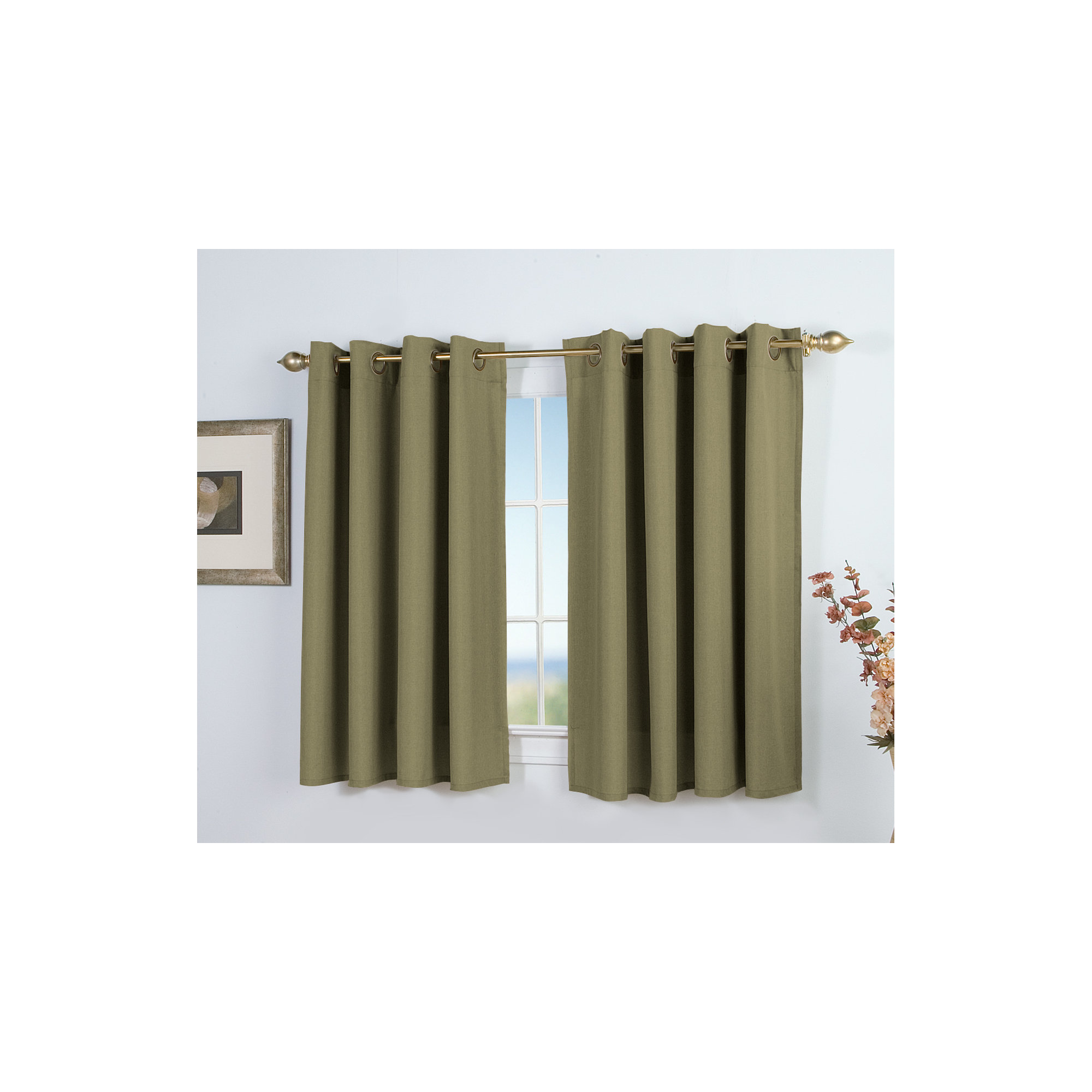 Room Darkening Synthetic Curtain, Spanish Moss, 56" W x 45" L