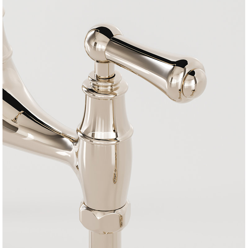 Georgian Era Bridge Kitchen Faucet With Side Spray, Polished Nickel
