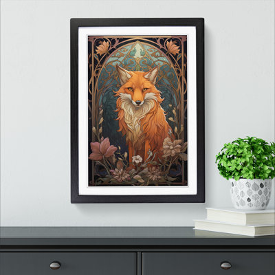 Fox Art Nouveau Art - Framed Print