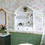 Armoire murale rétro en bois massif vieilli rustique avec plateau ondulé élégant, pour la salle à manger, la cuisine, le salon et la salle de bain