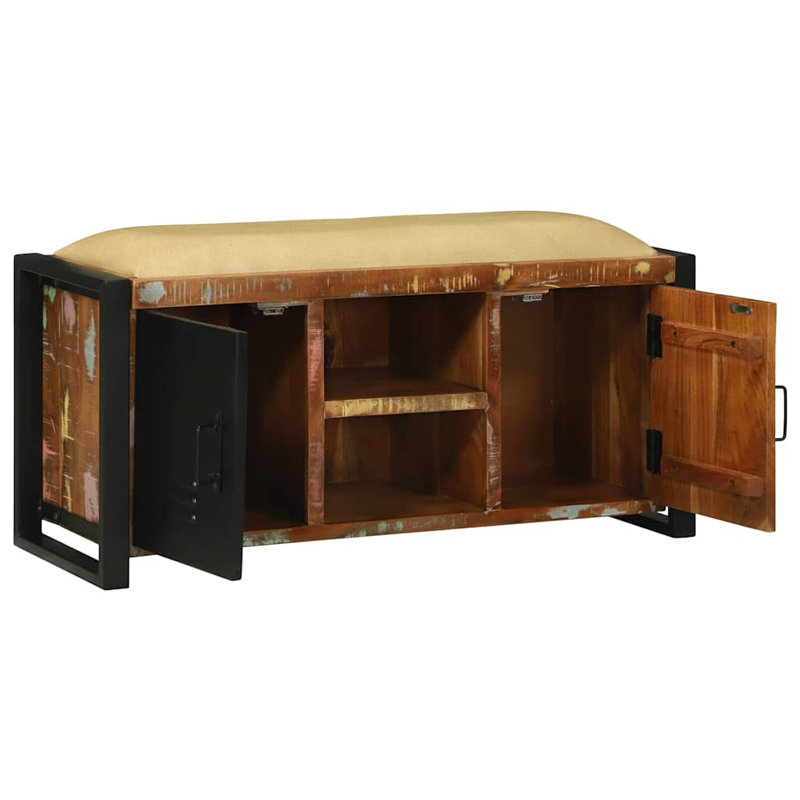 Solid Wood Storage Bench, Multicolour