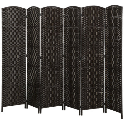 Folding Room Divider, 6 Panel Folding Privacy Screen, 6FT Tall Portable Weave Partition Wall Divider for Bedroom