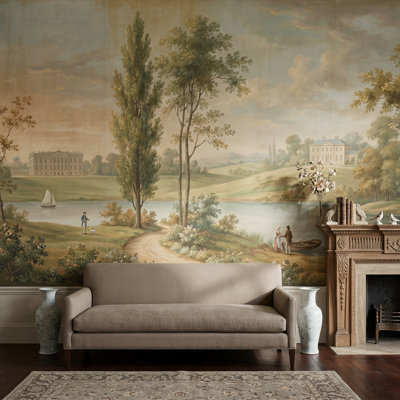 Papier peint pastoral paysage mural mural rétro