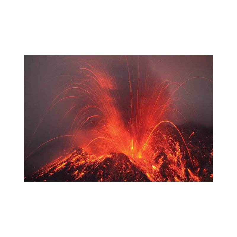 Vulcanian Eruption With Glowing Lava Bombs On Sakurajima Volcano by Richard Roscoe - Wrapped Canvas Print