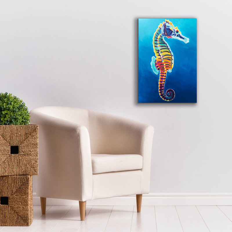 «Seahorse - Rainbow» par Dawg Painter, art mural épique sur toile, 40 po x 54 po, H 26 po x l 18 po x P 0,75 po