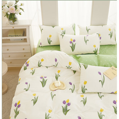 Long Island Flower 100% Cotton Reversible Comforter Set