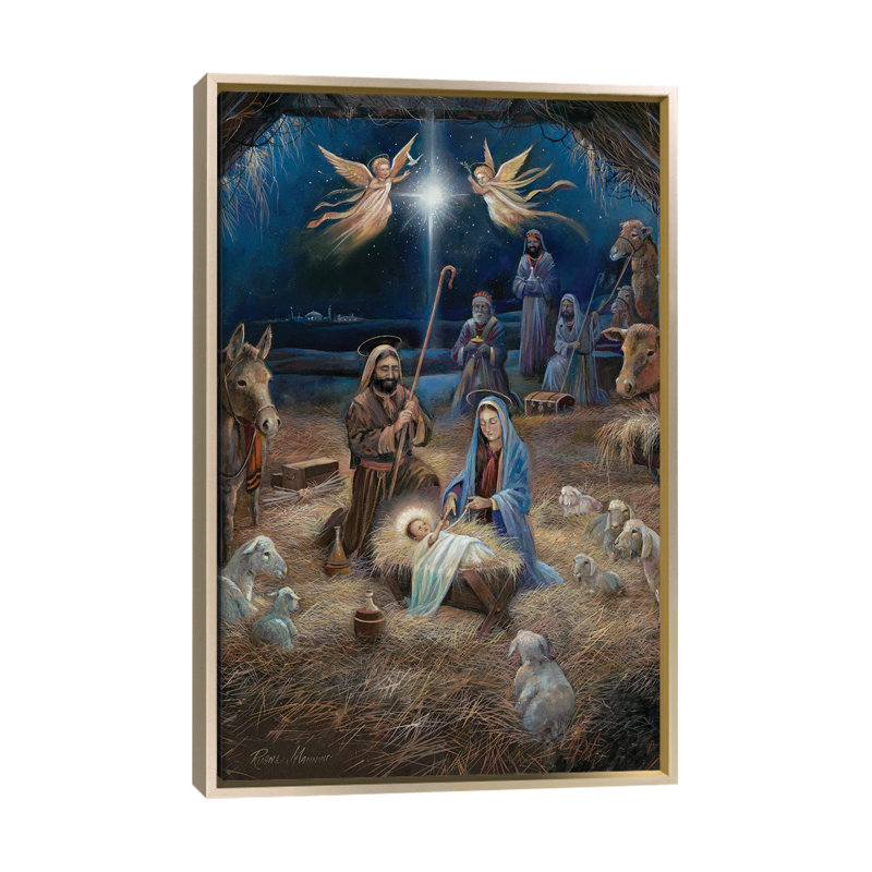 «Silent Night», reproduction d'art sur toile encadrée, Champagne, Impression encadrée sans passe-partout, H 60 po x l 40 po