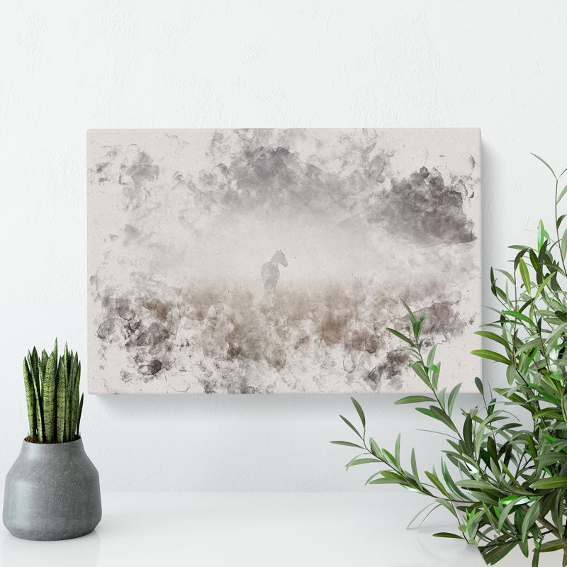 Horse In The Mist - Wrapped Canvas Print, 50cm H x 76cm W x 3cm D