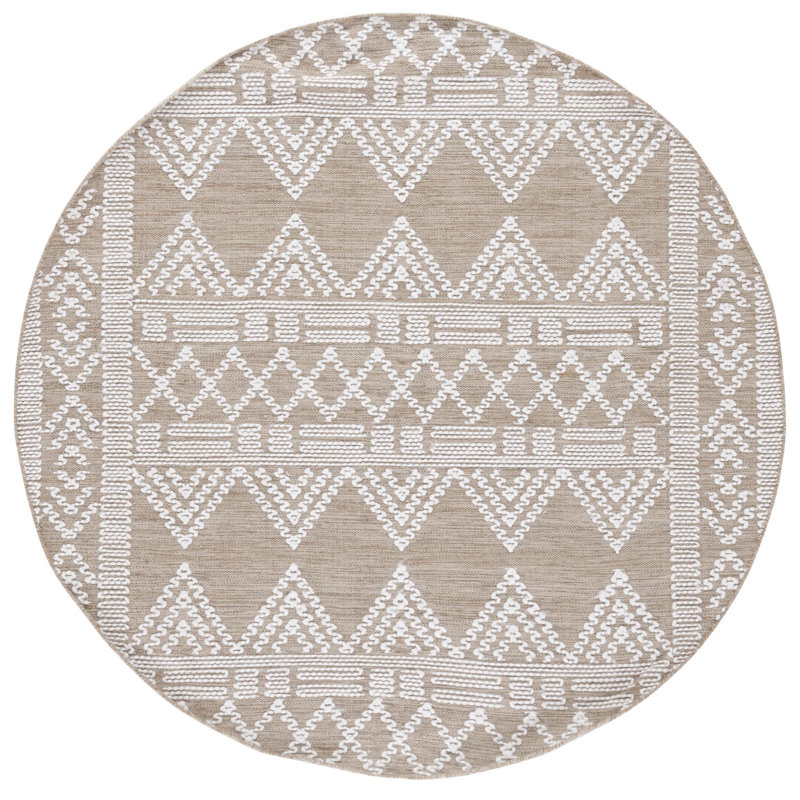 Tapis géométrique à tissage plat Rada, Rond 6 pi