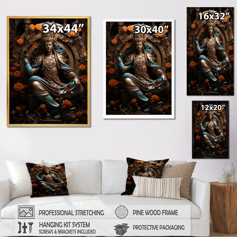 " Hinduism Brahmas Boundless Bronze ", Gold Single Picture Framed, 32" H x 24" W x 1" D