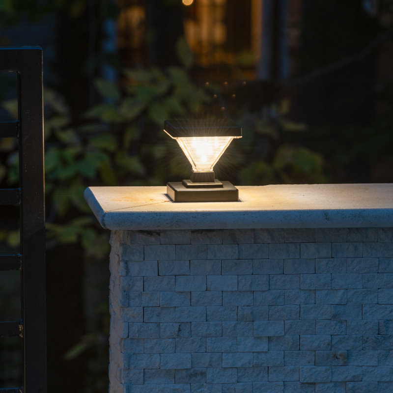 Luxor Black 4x4 and 5x5 Solar LED Deck Post Cap Light with Warm White and Hi/Lo Mode for Backyard and Wood Fence(2-Pack)