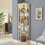 Vitrine d'angle vitrée d'angle pour vitrine d'angle pour le salon, armoire vitrée, collection Antique, vin, lumière de rangement en verre pour bar incluse, blanc antique-1671658240