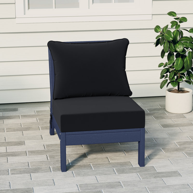 Chaise sans accoudoirs à assise profonde avec coussins, Black, Navy Blue