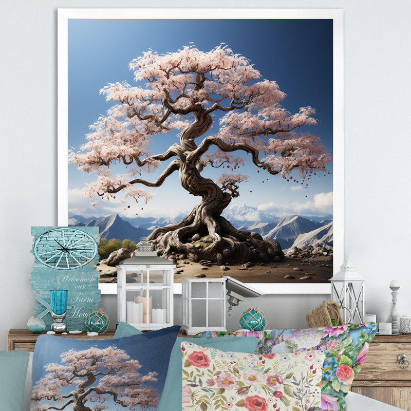 Bonsai, impression sur toile, érable japonais, H 36 po x l 36 po x P 1,5 po, Cadre simple blanc