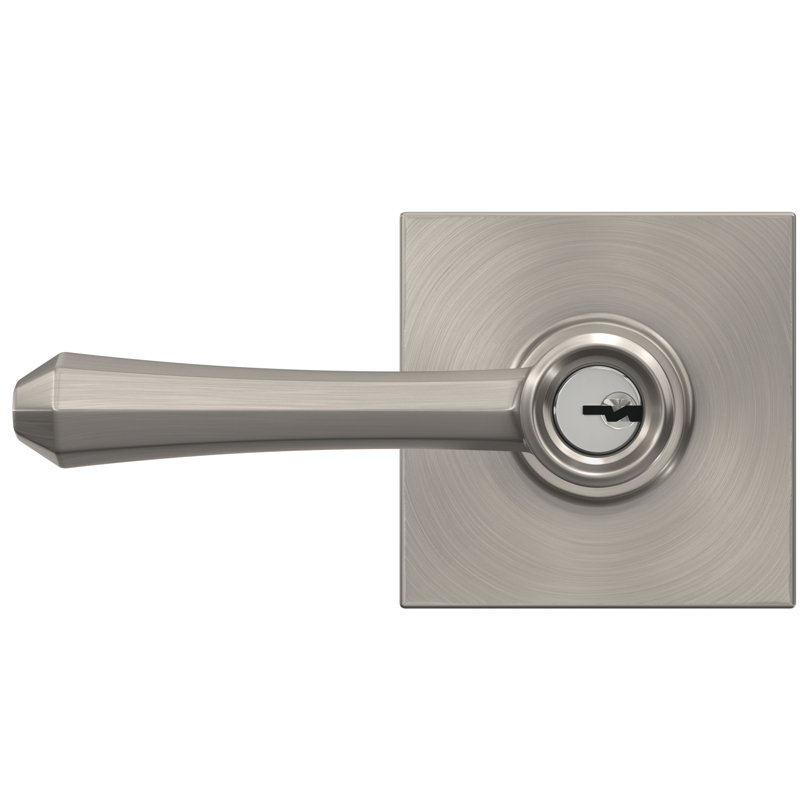 Dempsey Keyed Entry Lever with Collins Trim, Satin Nickel