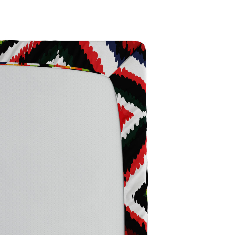 Twin Multicolor Microfiber Ikat Print Fitted Sheet